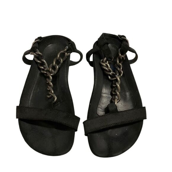 Bimba y Lola Suede Chain Fisherman Sandals, Size 37. (6.5/7 US) Black Spain. - Picture 5 of 16